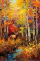 Original Woods Painting elk artwork autumn landscape forest